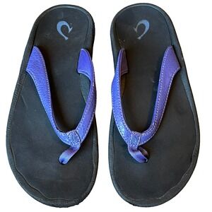 OluKai Ohana Sandals Thongs Flip Flops Purple Black‎ Womens 6 EU 36